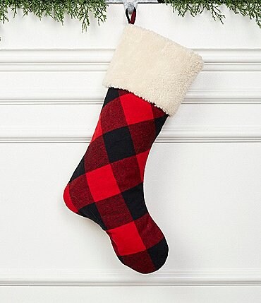 Image of Trimsetter The S'More the Merrier Collection Classic Buffalo Check Faux-Fur Trimmed Stocking