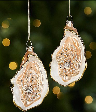 Image of Trimsetter 'Tis The Seasun Collection Oyster Shell with Pearl Ornament 2-Piece Set