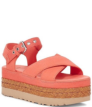 Image of UGG Aubrey Ankle Suede Platform Espadrille Sandals