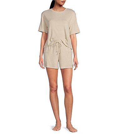 Image of UGG Emaryld Peached Knit Short Sleeve Tee & Cargo Short Coordinating Lounge Set