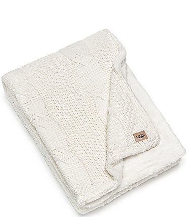 Image of UGG Erie Cable Knit Faux Fur Throw