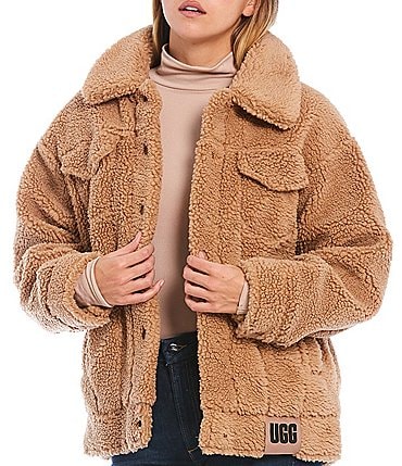 Image of UGG® Frankie Oversized Sherpa Trucker Point Collar Long Sleeve Cozy Jacket