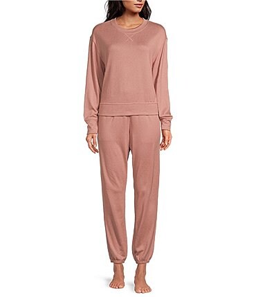 Image of UGG&reg; Gable II Solid Brushed Knit Crew Neck Sweatshirt & Pant Coordinating Lounge Set