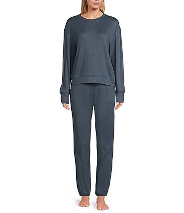 Image of UGG&reg; Gable II Solid Brushed Knit Crew Neck Sweatshirt & Pant Coordinating Lounge Set