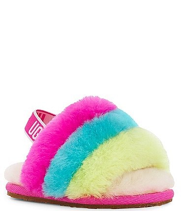 Image of UGG® Girls' Fluff Yeah Logo Detail Slide Slipper Crib Shoes (Infant)