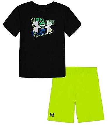 Image of Under Armour Baby Boys 12-24 Months Short Sleeve Poster Logo T-Shirt & Shorts Set