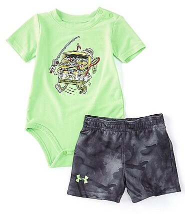 Image of Under Armour Baby Boys Newborn-12 Months Short-Sleeve UA Tackle Box Bodysuit & Shorts Set