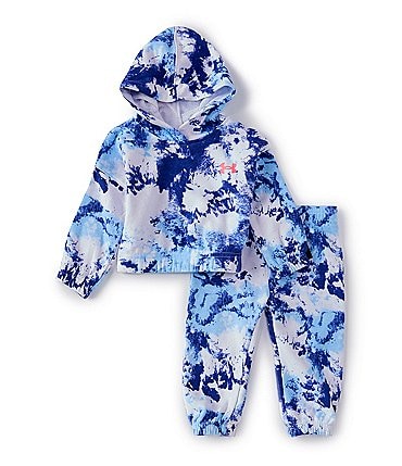 Image of Under Armour Baby Girls Newborn-24 Months Ice-Dye Hoodie & Jogger Pants Set