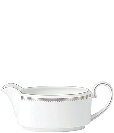 Image of Vera Wang by Wedgwood Grosgrain Striped & Dotted Bone China Gravy Boat