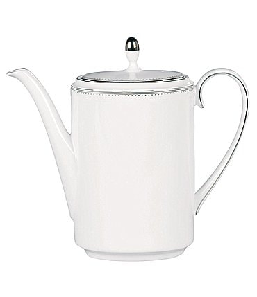 Image of Vera Wang by Wedgwood Grosgrain Striped & Dotted Platinum Bone China Coffeepot