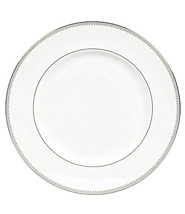 Image of Vera Wang by Wedgwood Grosgrain Striped & Dotted Platinum Bone China Dinner Plate