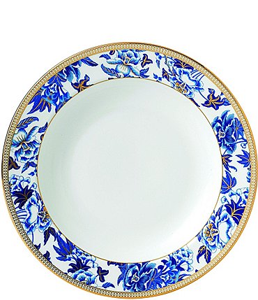 Image of Wedgwood Blue Hibiscus Bone China Rim Soup Bowl