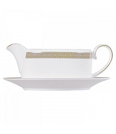 Image of Vera Wang by Wedgwood Vera Lace Gold China Gravy Boat & Stand