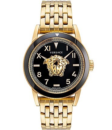 Image of Versace Men's V-Palazzo Quartz Analog Gold Stainless Steel Bracelet Watch