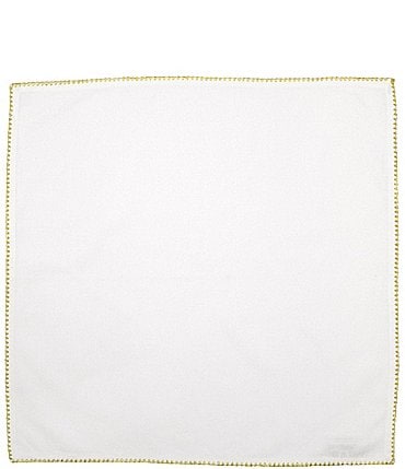 Image of VIETRI  Ivory Gold Stitched Cotton Linen Napkins  - Set of 4
