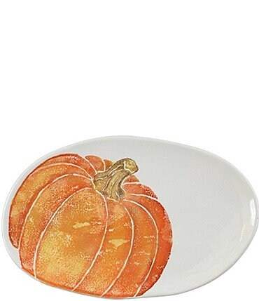 Image of VIETRI Harvest Pumpkin Small Oval Platter with Pumpkin