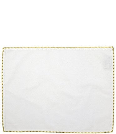 Image of VIETRI Ivory Placemat Gold Trimmed Cotton Linens- Set of 4