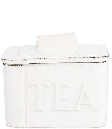 Image of VIETRI Lastra White Tea Canister