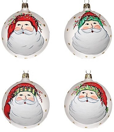 Image of VIETRI Old St. Nick Hand-Painted Assorted Round Ornaments  - Set of 4