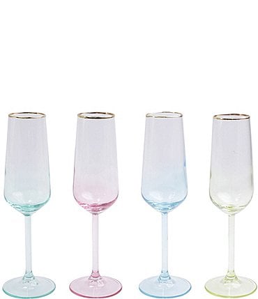 Image of VIETRI Rainbow Assorted Champagne Flutes, Set of 4