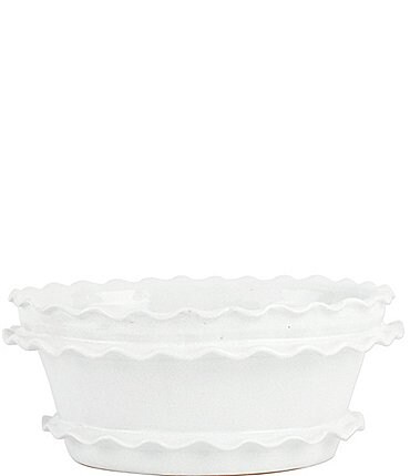 Image of VIETRI Rustic Garden White Ruffle Oval Planter