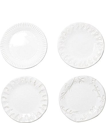 Image of VIETRI Incanto Stone Assorted White Canape Plates, Set of 4