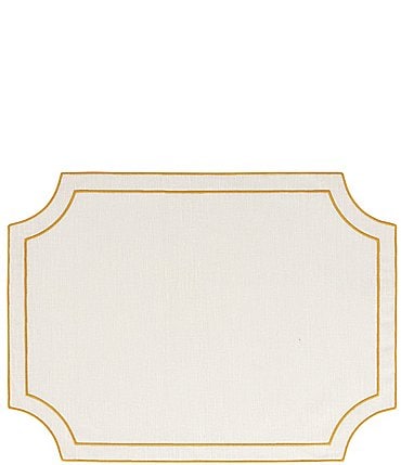 Image of VIETRI Tessuti White Rectangular Placemats with Gold Stitching, Set of 4