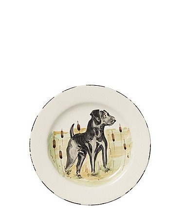 Image of VIETRI Festive Fall Collection Wildlife Black Hunting Dog Salad Plate