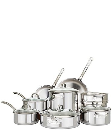 Image of Viking 3-Ply Stainless Steel 13-Piece Cookware Set with Glass Lids
