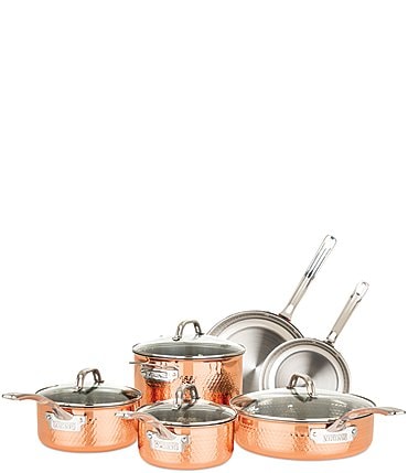 Image of Viking 3-Ply Stainless Steel Copper Clad Hammered, 10 Piece Cookware Set