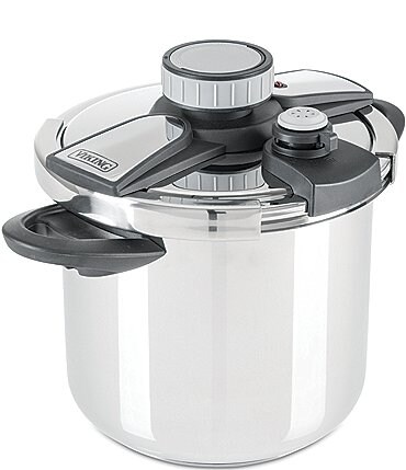 Image of Viking Easy Lock 8-Quart Stainless Steel Clamp Pressure Cooker with Steamer