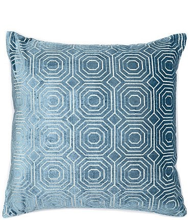 Image of Villa By Noble Excellence Blue Octagon Velvet Textured Square Pillow