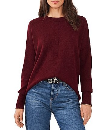 Image of Vince Camuto Crew Neck Long Sleeve Extended Shoulder Seamed Cozy Statement Sweater
