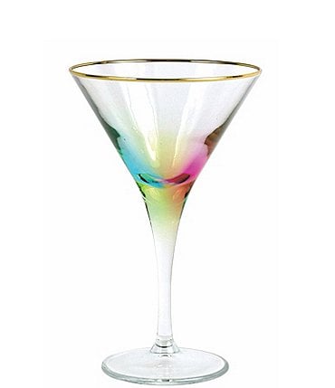 Image of Viva by VIETRI Rainbow Multi Gold Rimmed Martini Glass