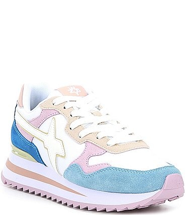Image of W6YZ Yak Suede Colorblock Platform Retro Sneakers
