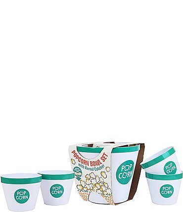 Image of Wabash Valley Farms 5 Piece Teal Popcorn Bowl Set with Kernel Catcher