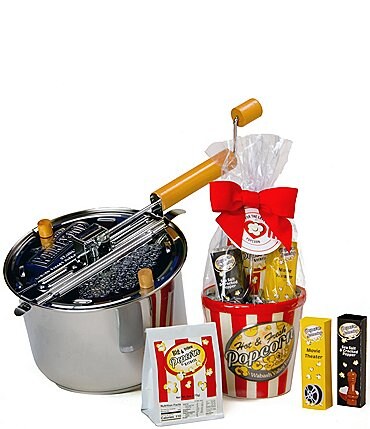 Image of Wabash Valley Farms Stainless Steel Whirley Pop Popcorn Maker with Cello Popcorn Set