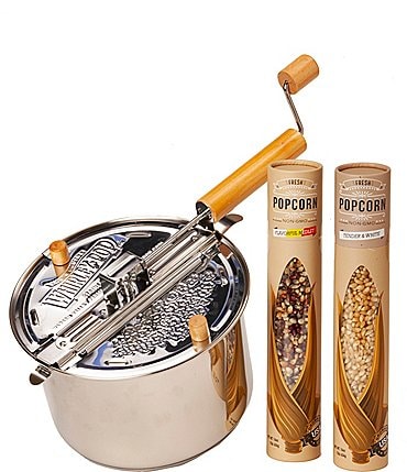 Image of Wabash Valley Farms Stainless Steel Whirley Pop Popcorn Maker with Farm Fresh Popcorn