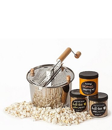 Image of Wabash Valley Farms Stainless Steel Whirley-Pop Popcorn Maker with Hull-less Kernels Kit