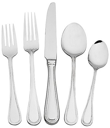 Image of Wallace Silversmiths Continental Bead 65-Piece Stainless Steel Flatware Set