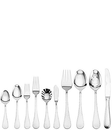 Image of Wallace Silversmiths Continental Hammered 65-Piece Stainless Steel Flatware Set