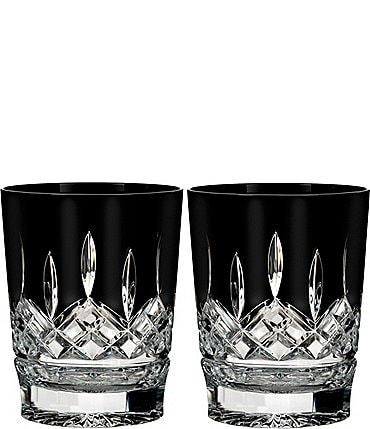 Image of Waterford Lismore Black Crystal Double Old Fashioned Pair