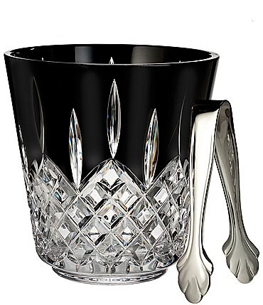 Image of Waterford Lismore Black Crystal Ice Bucket & Tongs