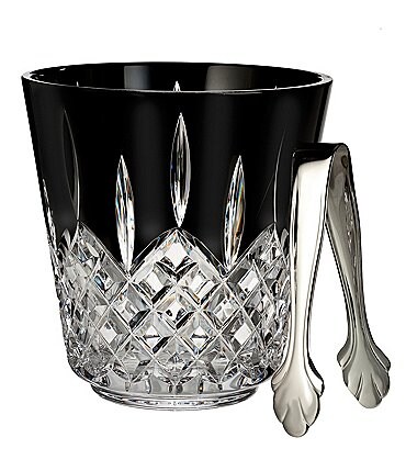 Image of Waterford Lismore Black Crystal Ice Bucket & Tongs