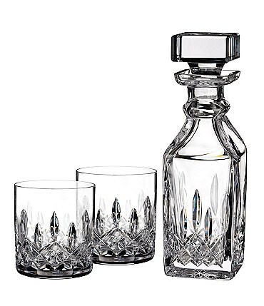 Image of Waterford Lismore Connoisseur Crystal Square Decanter & Tumbler Set