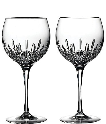 Image of Waterford Lismore Essence Crystal Wine Balloon Pair