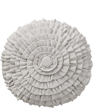 Image of Waterford Lysander Ruffled Button Tufted Reversible Round Pillow
