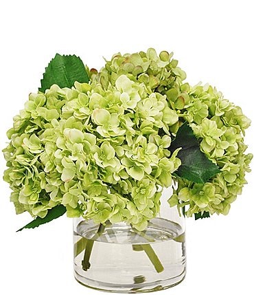 Image of Winward Permanent Botanicals Green Hydrangea In Glass Vase