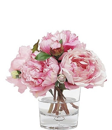 Image of Winward Faux Flowers Peony In Glass Vase