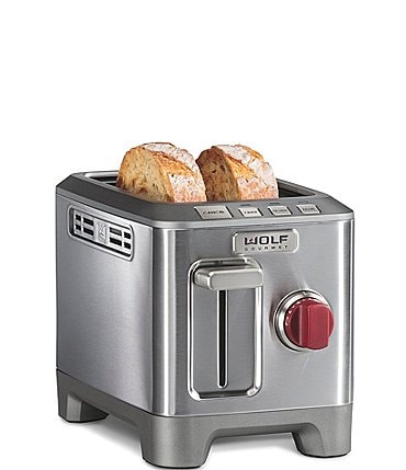 Image of Wolf Gourmet Two-Slice Toaster with Red Knob